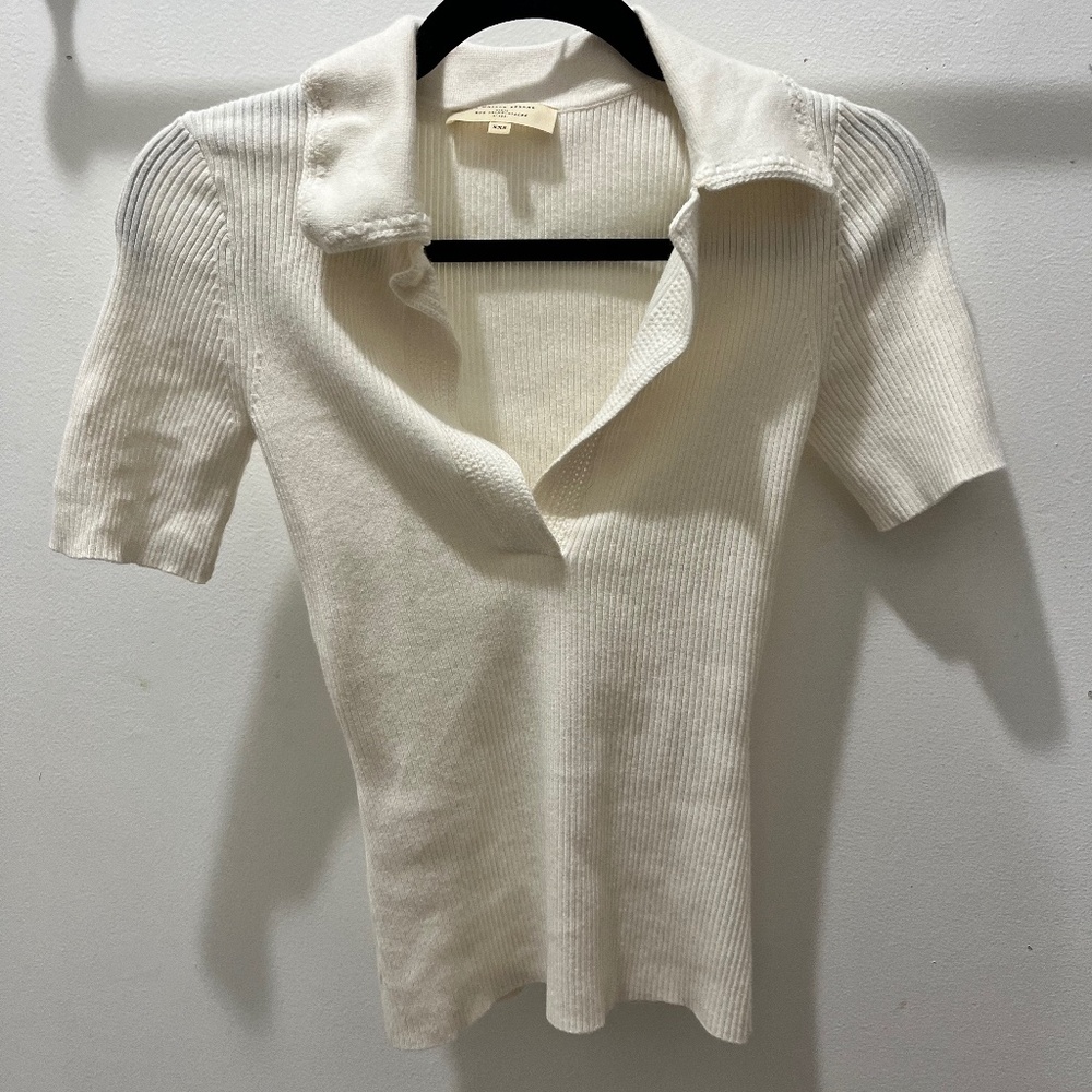 Sezane White Ribbed Knit Top - Picture 3 of 5